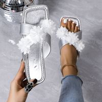 Women's Casual Vacation Solid Color Square Toe Slides Slippers sku image 1