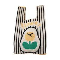 Women's Small Knit Stripe Fruit Cute Basic Weave Open Bucket Bag main image 3
