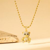 201 Stainless Steel Brass 18K Gold Plated Sweet Simple Style Classic Style Plating Inlay Heart Shape Flower Butterfly Zircon Pendant Necklace sku image 7