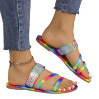 Women's Casual Vacation Rainbow Rhinestone Round Toe Ankle Strap Sandals main image 3