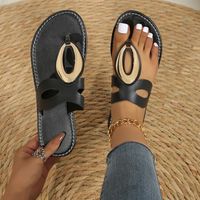 Women's Casual Vacation Solid Color Round Toe Beach Sandals main image 1