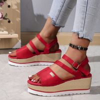 Women's Casual Vacation Solid Color Open Toe Wedge Sandals main image 5