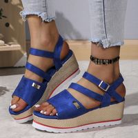 Women's Casual Vacation Solid Color Open Toe Wedge Sandals main image 4