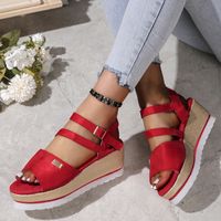 Women's Casual Vacation Solid Color Open Toe Wedge Sandals main image 2