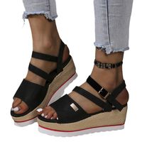 Women's Casual Vacation Solid Color Open Toe Wedge Sandals main image 3