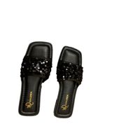 Women's Casual Vacation Solid Color Sequins Square Toe Slides Slippers main image 5