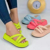 Women's Casual Basic Solid Color Round Toe Platform Sandals main image 6