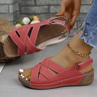 Women's Basic Commute Solid Color Open Toe Wedge Sandals main image 5