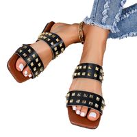 Women's Streetwear Solid Color Rivet Square Toe Slides Slippers main image 3