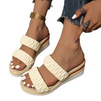 Women's Casual Vacation Solid Color Round Toe Wedge Sandals main image 5
