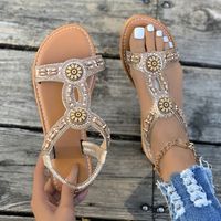 Frau Ferien Römischer Stil Einfarbig Strass Runder Zeh Strandsandalen sku image 12