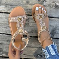 Women's Vacation Roman Style Solid Color Rhinestone Round Toe Beach Sandals main image 4