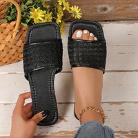 Women's Casual Vacation Solid Color Square Toe Slides Slippers sku image 12