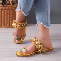 Women's Vacation Roman Style Solid Color Pineapple Pearls Round Toe Beach Sandals main image 5