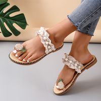 Women's Vacation Roman Style Solid Color Pineapple Pearls Round Toe Beach Sandals sku image 2