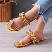 Women's Vacation Roman Style Solid Color Pineapple Pearls Round Toe Beach Sandals sku image 11