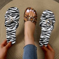 Women's Casual Vintage Style Zebra Leopard Round Toe Slides Slippers main image 1