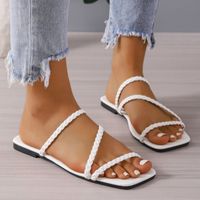 Women's Vintage Style Roman Style Solid Color Square Toe Slides Slippers main image 5
