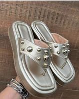 Women's Casual Vacation Solid Color Rivet Square Toe Flip Flops sku image 12