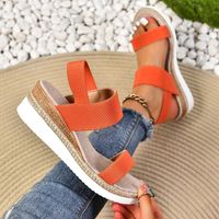 Women's Casual Vacation Solid Color Round Toe Wedge Sandals main image 2