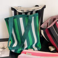Women's Medium Knit Stripe Basic Vintage Style Open Shoulder Bag main image 1