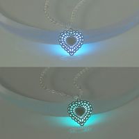 Copper Casual Luminous Enamel Hollow Out Heart Shape Flower Butterfly Pendant Necklace main image 1