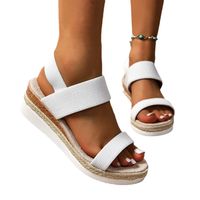 Women's Casual Vacation Solid Color Round Toe Wedge Sandals main image 4