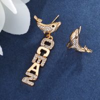 1 Pair Cute XUPING Marine Style Letter Whale Asymmetrical Plating Inlay Copper Artificial Gemstones 18K Gold Plated Platinum Plated Drop Earrings Ear Studs main image 1