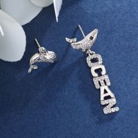 1 Pair Cute XUPING Marine Style Letter Whale Asymmetrical Plating Inlay Copper Artificial Gemstones 18K Gold Plated Platinum Plated Drop Earrings Ear Studs main image 9