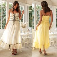 Femmes Robe À Bretelles Vêtement De Rue Sangle Dos Nu Sans Manches Couleur Unie Maxi Longue Robe Vacances Du Quotidien main image 1