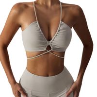 Simple Style Solid Color Nylon Halter Neck Active Tops Halter Crisscross Tank Flared Pants main image 2
