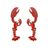 1 Pair Casual Cute Lobster Zinc Alloy Rhinestones Drop Earrings main image 1
