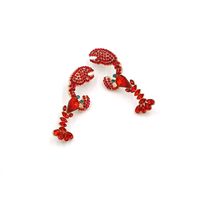 1 Pair Casual Cute Lobster Zinc Alloy Rhinestones Drop Earrings main image 3