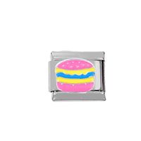 5 PCS/Package 9*10mm 304 Stainless Steel Zircon Hamburger Cake Polished Beads sku image 4