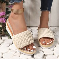 Women's Casual Vacation Solid Color Round Toe Wedge Slippers main image 4