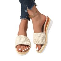 Women's Casual Vacation Solid Color Round Toe Wedge Slippers main image 5