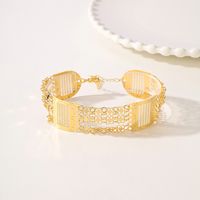 Wholesale Elegant Lady Bridal Geometric Solid Color Copper 18K Gold Plated Bracelets main image 4