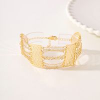 Wholesale Elegant Bridal Classic Style Geometric Solid Color Copper 18K Gold Plated Bracelets main image 3