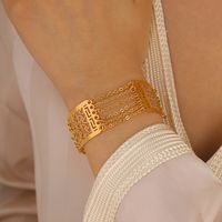 Wholesale Elegant Bridal Classic Style Geometric Solid Color Copper 18K Gold Plated Bracelets main image 6