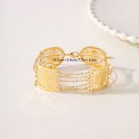 Wholesale Simple Style Classic Style Flower Copper Hollow Out 18K Gold Plated Bracelets main image 2