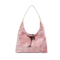 Women's Medium Cloth Solid Color Elegant Classic Style Sewing Thread Pillow Shape Zipper Shoulder Bag sku image 2