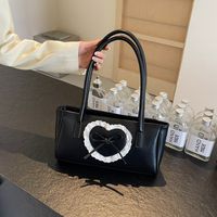 Women's Medium Pu Leather Heart Shape Solid Color Streetwear Lace Bowknot Zipper Underarm Bag main image 6