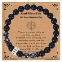 IG Style Simple Style Cross Round Heart Shape Natural Stone Beaded Inlay Zircon Unisex Bracelets sku image 5