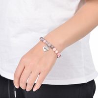 Elegant Simple Style Letter Heart Shape Natural Stone Titanium Steel Beaded Women's Bracelets main image 4