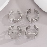 Rock Punk Sports Sun Ocean Snowflake 304 Stainless Steel Indentation Stripe Hollow Out Unisex Open Rings sku image 1
