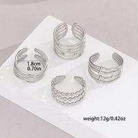 Rock Punk Sports Sun Ocean Snowflake 304 Stainless Steel Indentation Stripe Hollow Out Unisex Open Rings main image 5