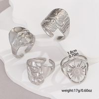 Rock Punk Sports Sun Ocean Snowflake 304 Stainless Steel Indentation Stripe Hollow Out Unisex Open Rings main image 7