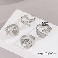 Rock Punk Sports Sun Ocean Snowflake 304 Stainless Steel Indentation Stripe Hollow Out Unisex Open Rings main image 8