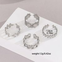 Rock Punk Sports Sun Ocean Snowflake 304 Stainless Steel Indentation Stripe Hollow Out Unisex Open Rings main image 10