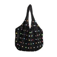 Femmes Grande En Tissu Couleur Unie Vacances Plage Perles Tisser Ouvert Sac D'Épaule sku image 4